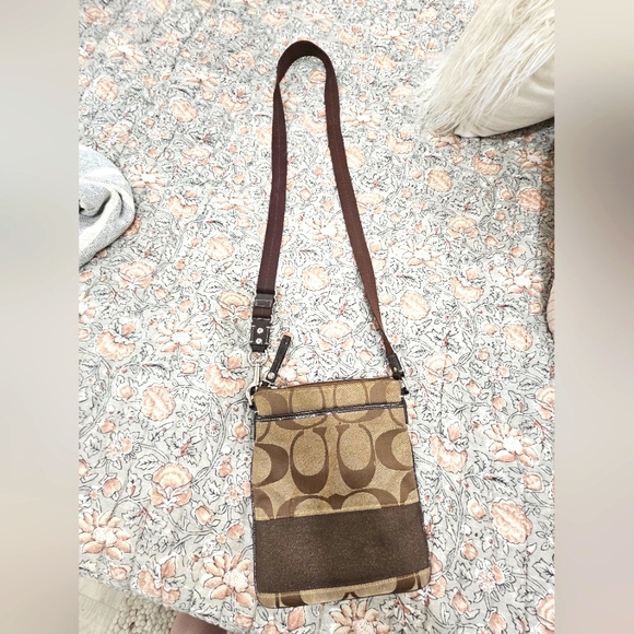 Coach Handbags - Coach Brown Crossbody Bag with Signature Monogram